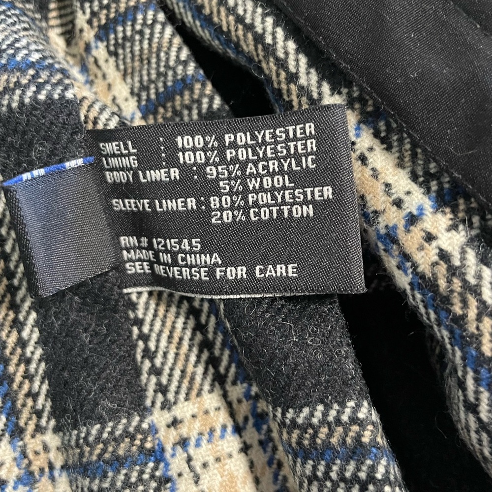 London Fog Black Trench Coat with Plaid Lining - Picture 6 of 11